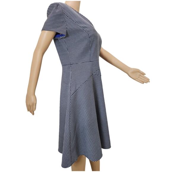 Purple Hugo Boss Halomi V Neck Fit & Flare Back Zip Dress Size 8 US 12 UK 44 IT - Picture 6 of 7